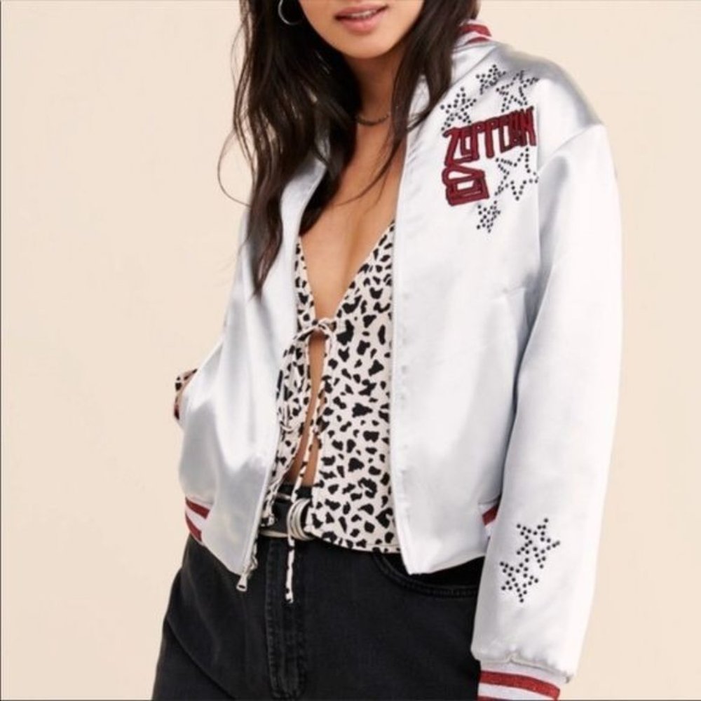 Daydreamer x Free People Led Zeppelin Bomber Metallic Satin Tour Jacket Icarus